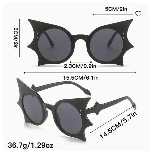 Red Oversized Bat Wing Sunglasses - Halloween Vamp Gothic Glasses With Case - Picture 3 of 4